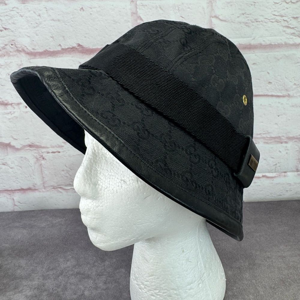 Gucci Black Denim Grommet Bucket Hat - Picture 1 of 10